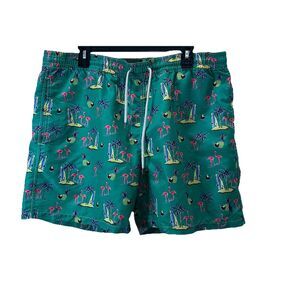 Polo Ralph Lauren Shorts Mens XL Green Swim Trunks Pockets Surf Flamingo Beach